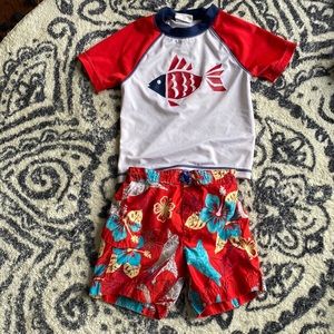 Red and white boys swimsuit 3T